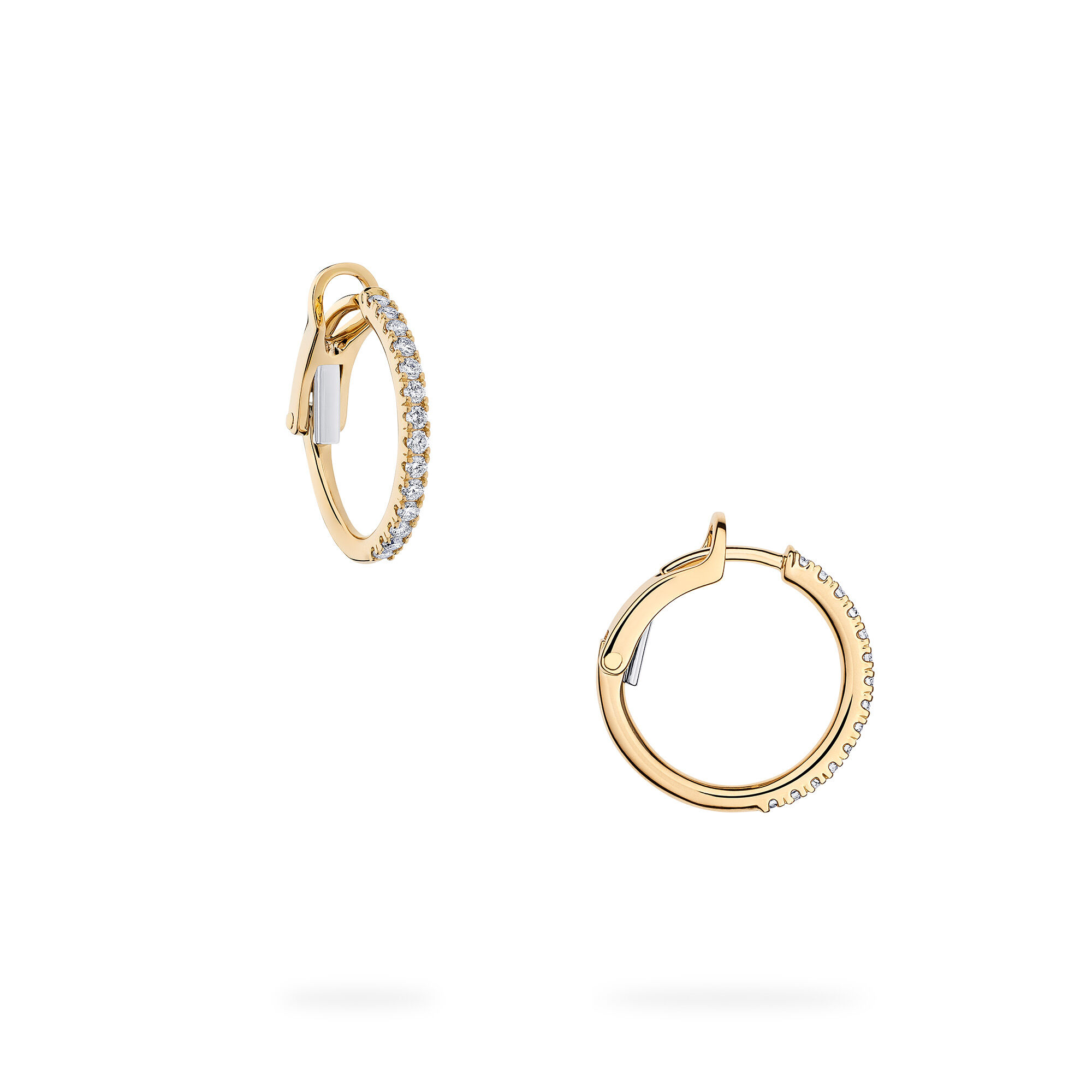 Gold diamond hoop earrings small top